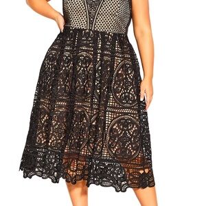 City Chic Black Lace Midi Dress